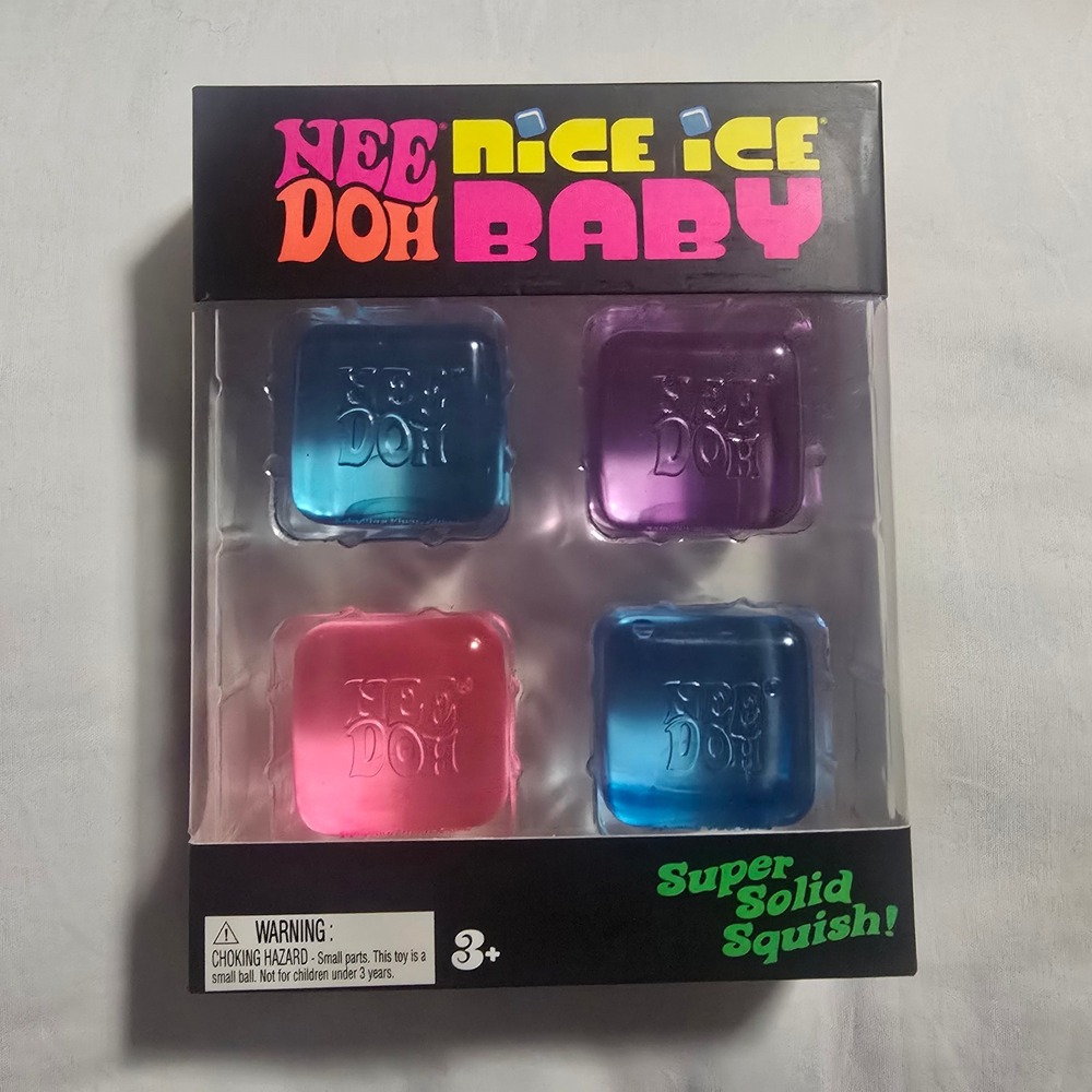 Authentic Schylling NeeDoh Nice Ice Baby 4 Pack Squishy Fidget Stress Toy Cubes